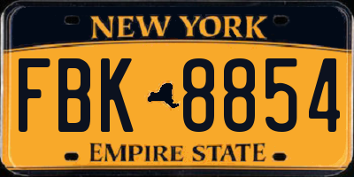 NY license plate FBK8854