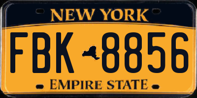 NY license plate FBK8856