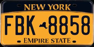 NY license plate FBK8858