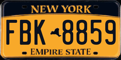NY license plate FBK8859