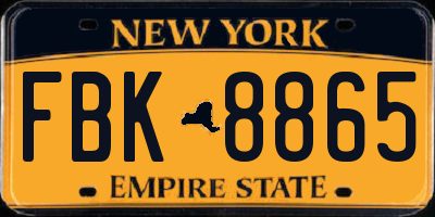 NY license plate FBK8865