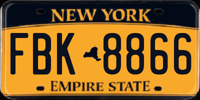 NY license plate FBK8866