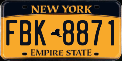 NY license plate FBK8871