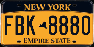 NY license plate FBK8880