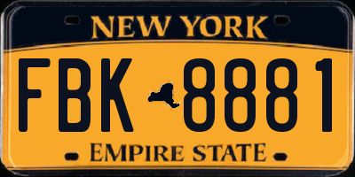 NY license plate FBK8881