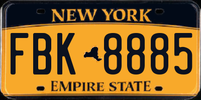 NY license plate FBK8885