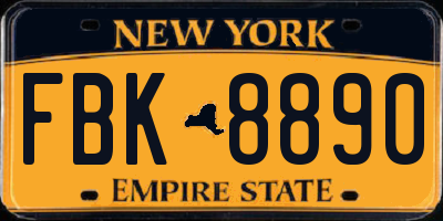 NY license plate FBK8890