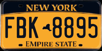 NY license plate FBK8895