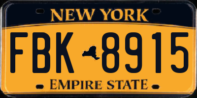 NY license plate FBK8915