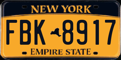 NY license plate FBK8917