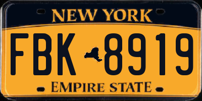 NY license plate FBK8919