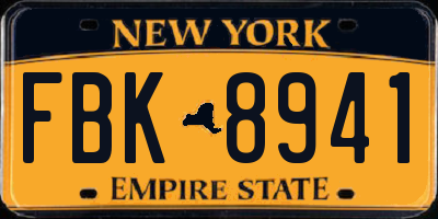 NY license plate FBK8941