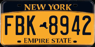 NY license plate FBK8942