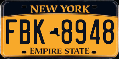 NY license plate FBK8948