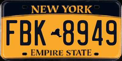 NY license plate FBK8949