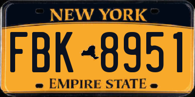 NY license plate FBK8951