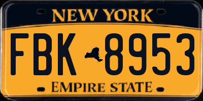 NY license plate FBK8953