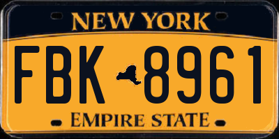 NY license plate FBK8961