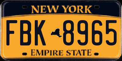 NY license plate FBK8965