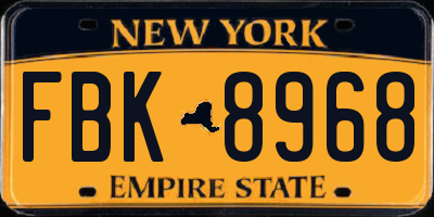 NY license plate FBK8968