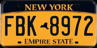 NY license plate FBK8972