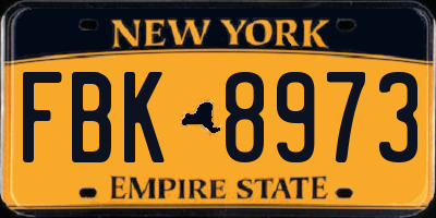 NY license plate FBK8973