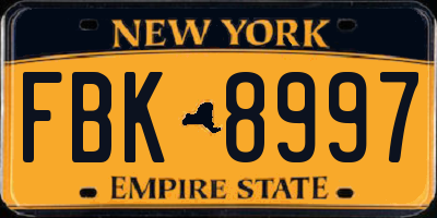 NY license plate FBK8997