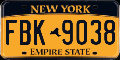 NY license plate FBK9038
