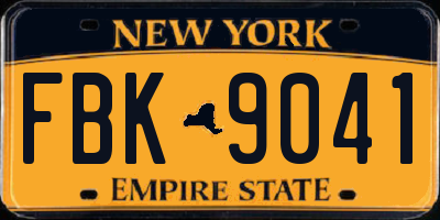 NY license plate FBK9041