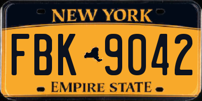 NY license plate FBK9042