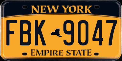 NY license plate FBK9047