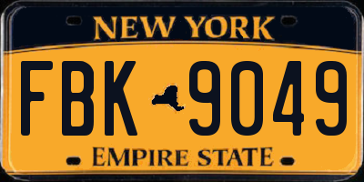 NY license plate FBK9049