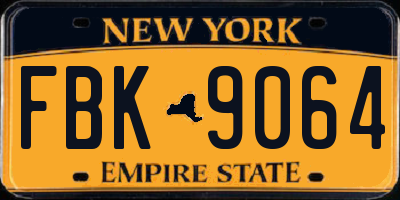 NY license plate FBK9064