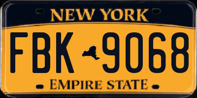 NY license plate FBK9068