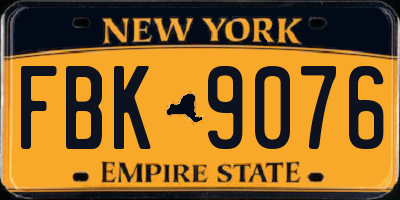 NY license plate FBK9076