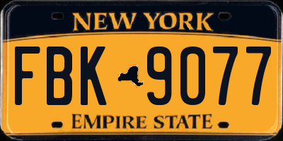 NY license plate FBK9077