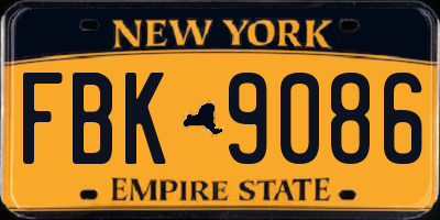 NY license plate FBK9086