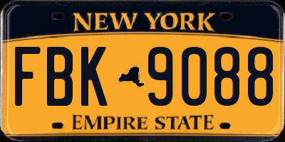 NY license plate FBK9088