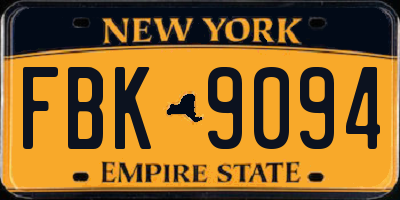 NY license plate FBK9094