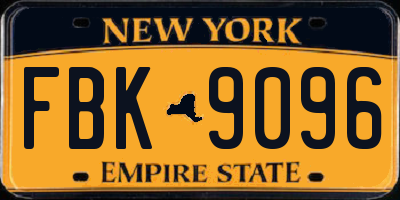 NY license plate FBK9096