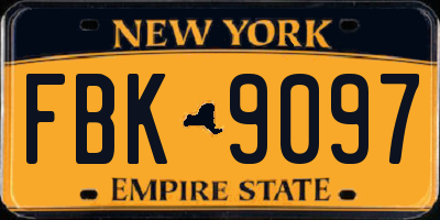 NY license plate FBK9097