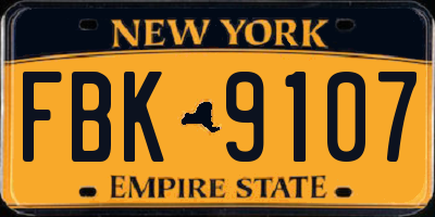 NY license plate FBK9107