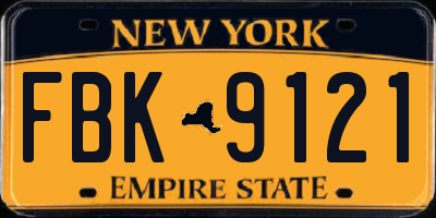 NY license plate FBK9121