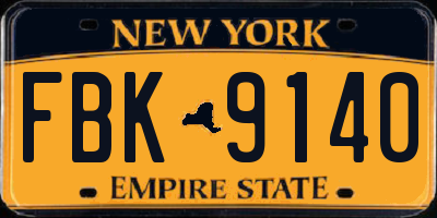 NY license plate FBK9140