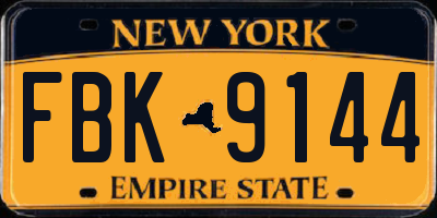 NY license plate FBK9144