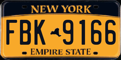 NY license plate FBK9166