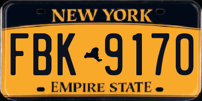 NY license plate FBK9170