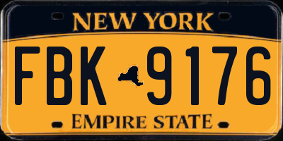 NY license plate FBK9176