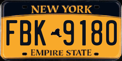NY license plate FBK9180