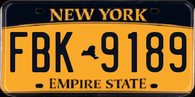 NY license plate FBK9189
